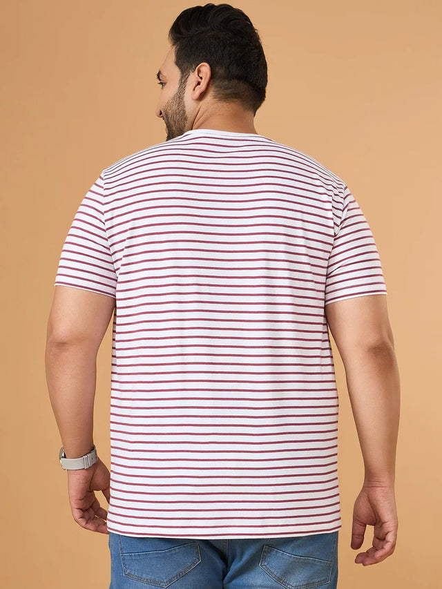 Men Plus Size Contoura Striped Round Neck Tshirt