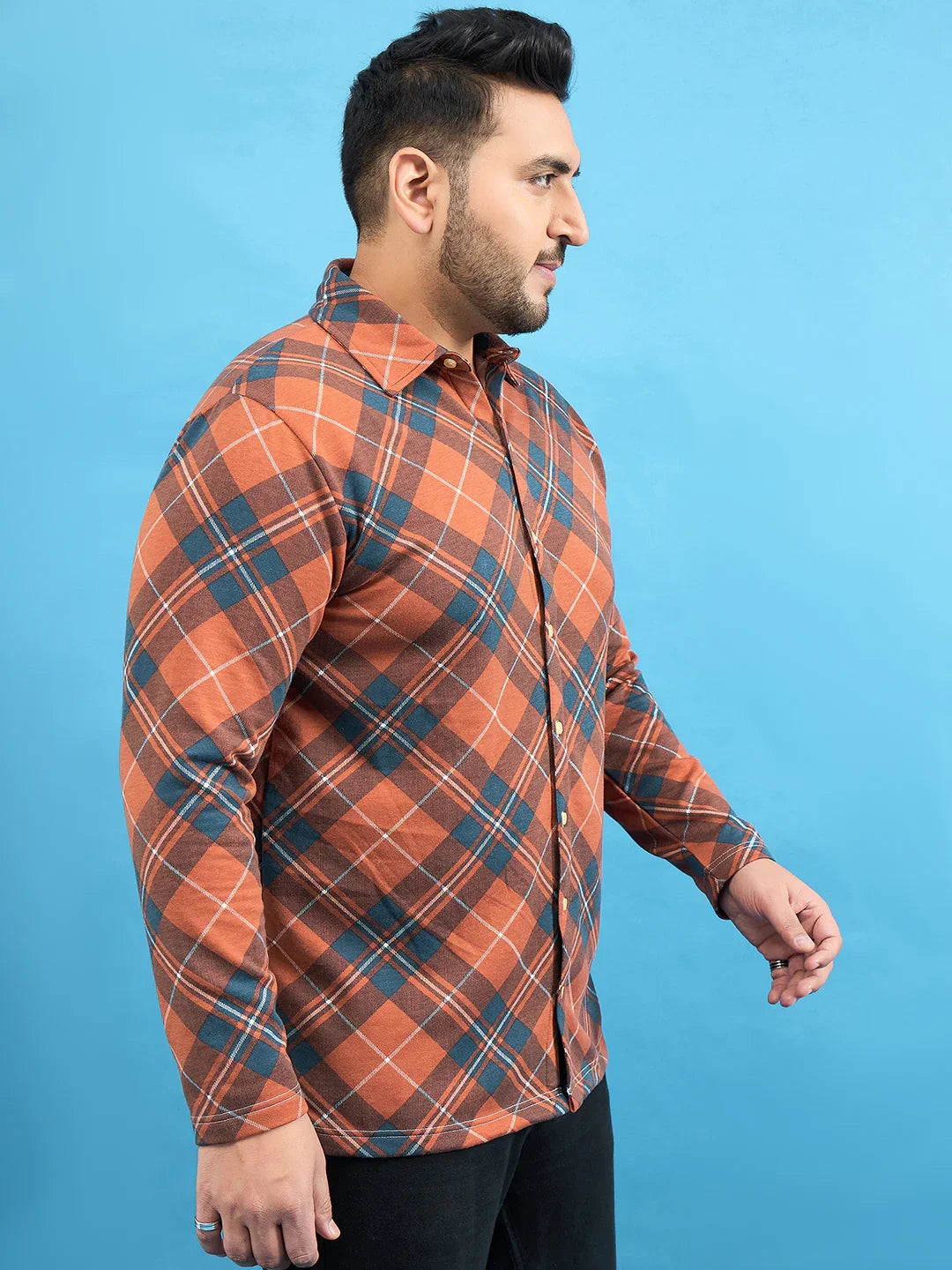 Men Plus Size Converge Check Shirt - bigbanana