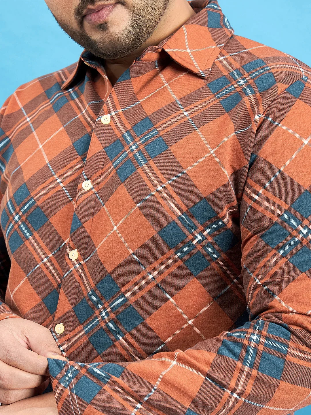 Men Plus Size Converge Check Shirt - bigbanana