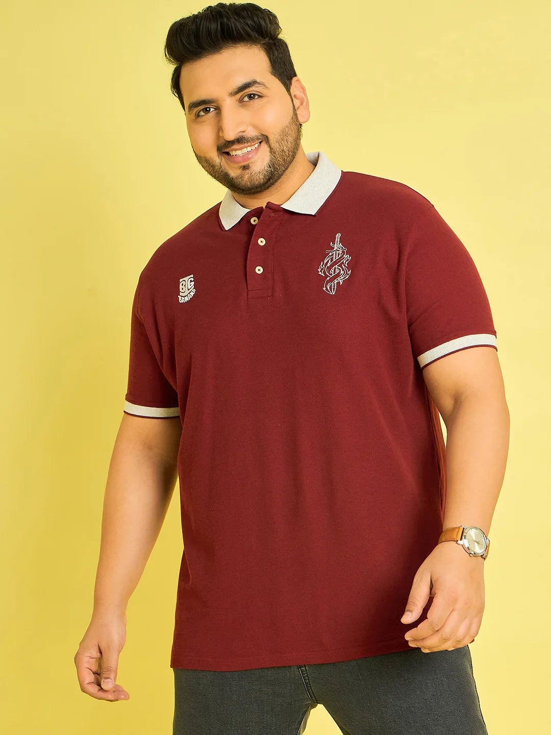 Men Plus Size Coroico Solid Polo Tshirt - bigbanana