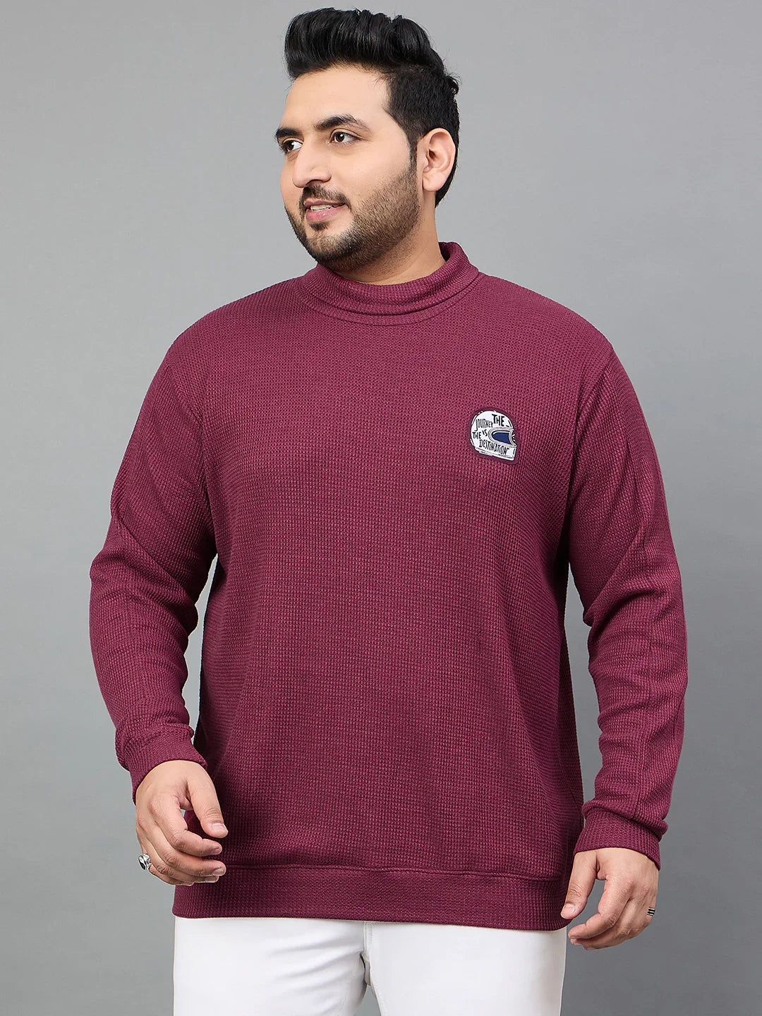 Men Plus Size Costa Solid Sweater - bigbanana