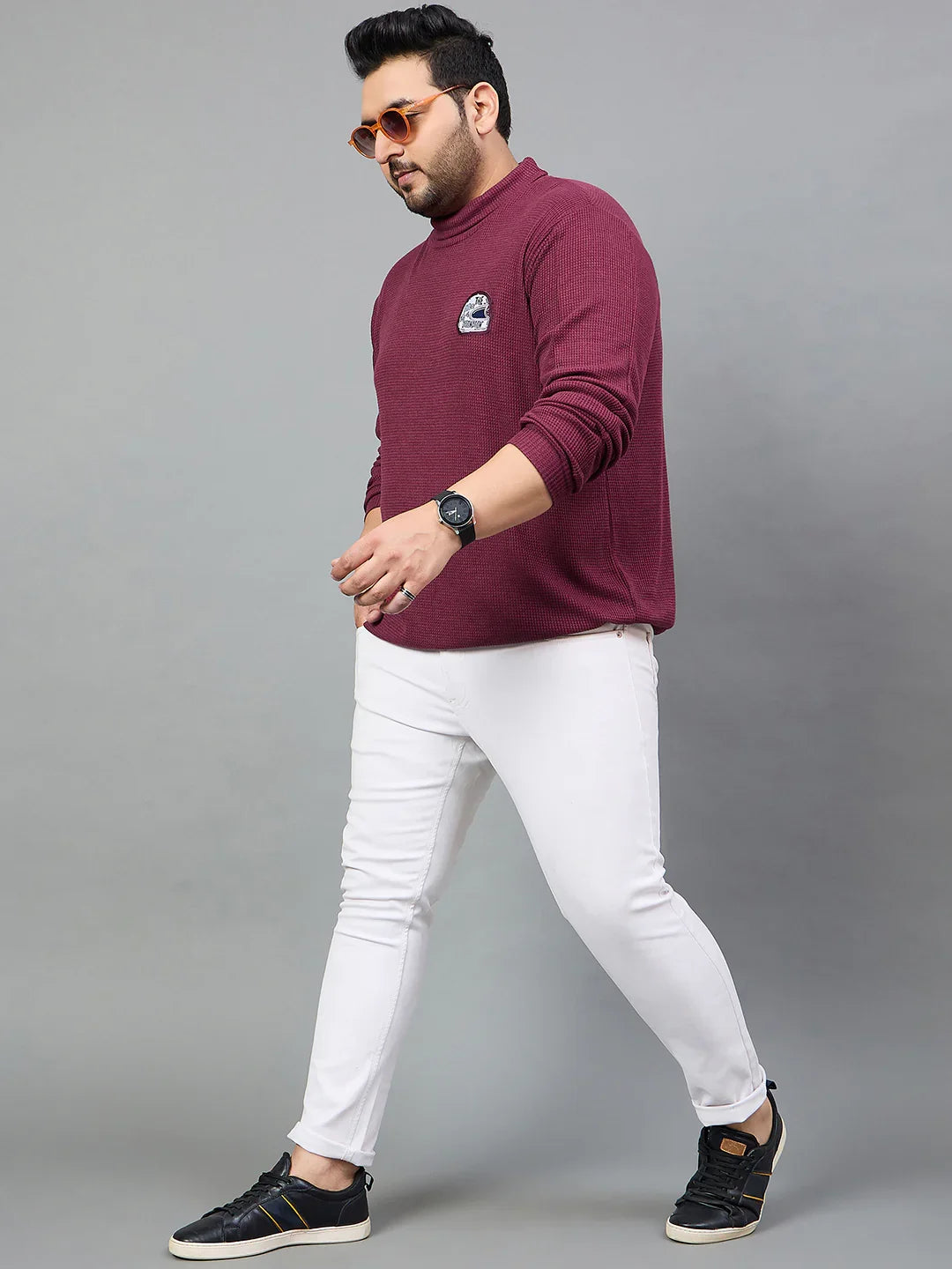 Men Plus Size Costa Solid Sweater - bigbanana