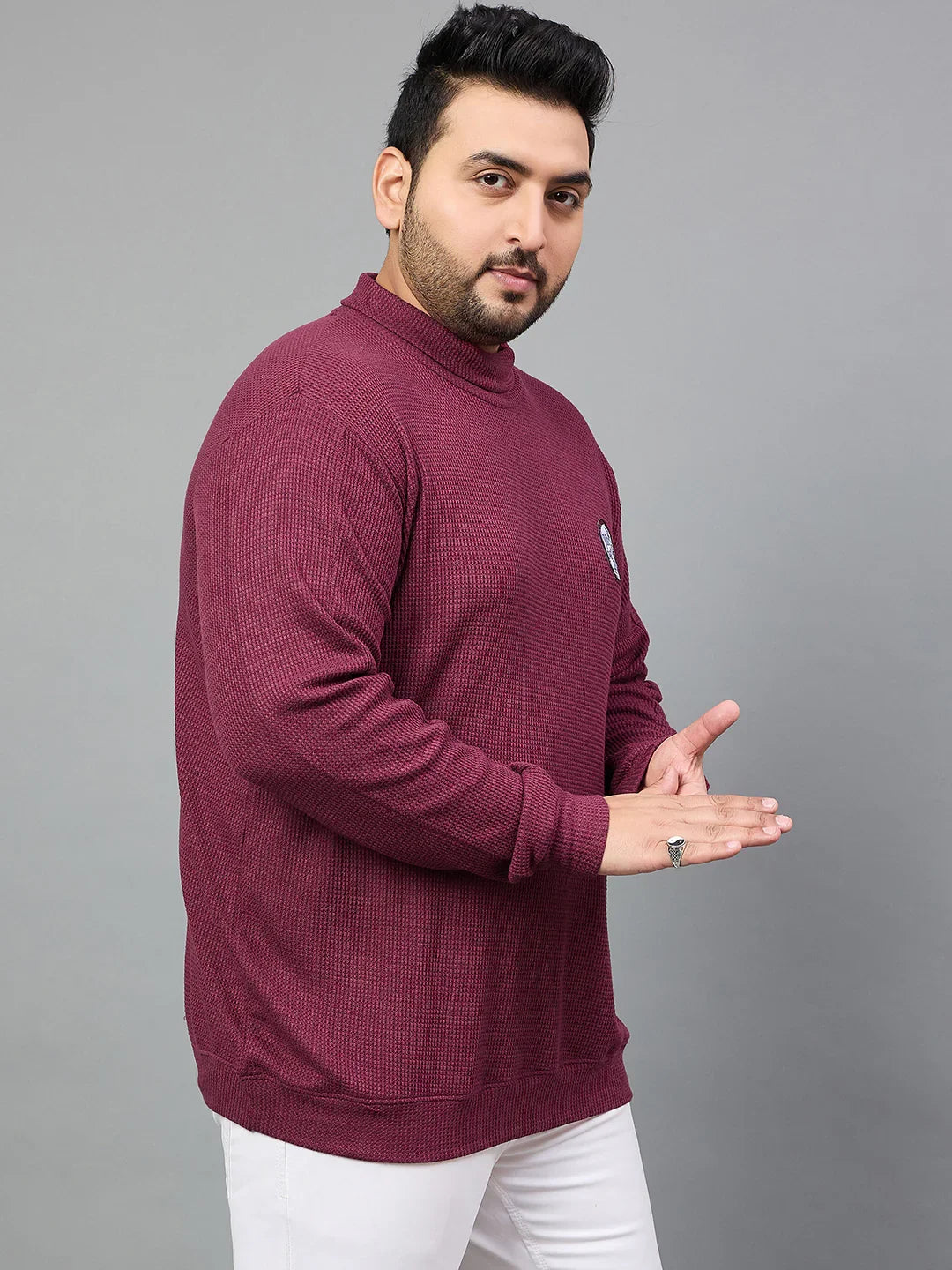 Men Plus Size Costa Solid Sweater - bigbanana