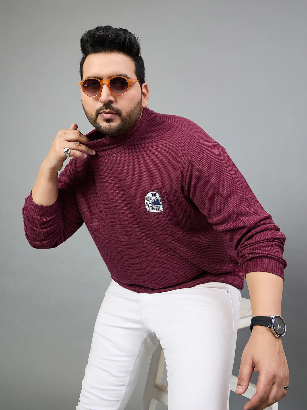 Men Plus Size Costa Solid Sweater - bigbanana