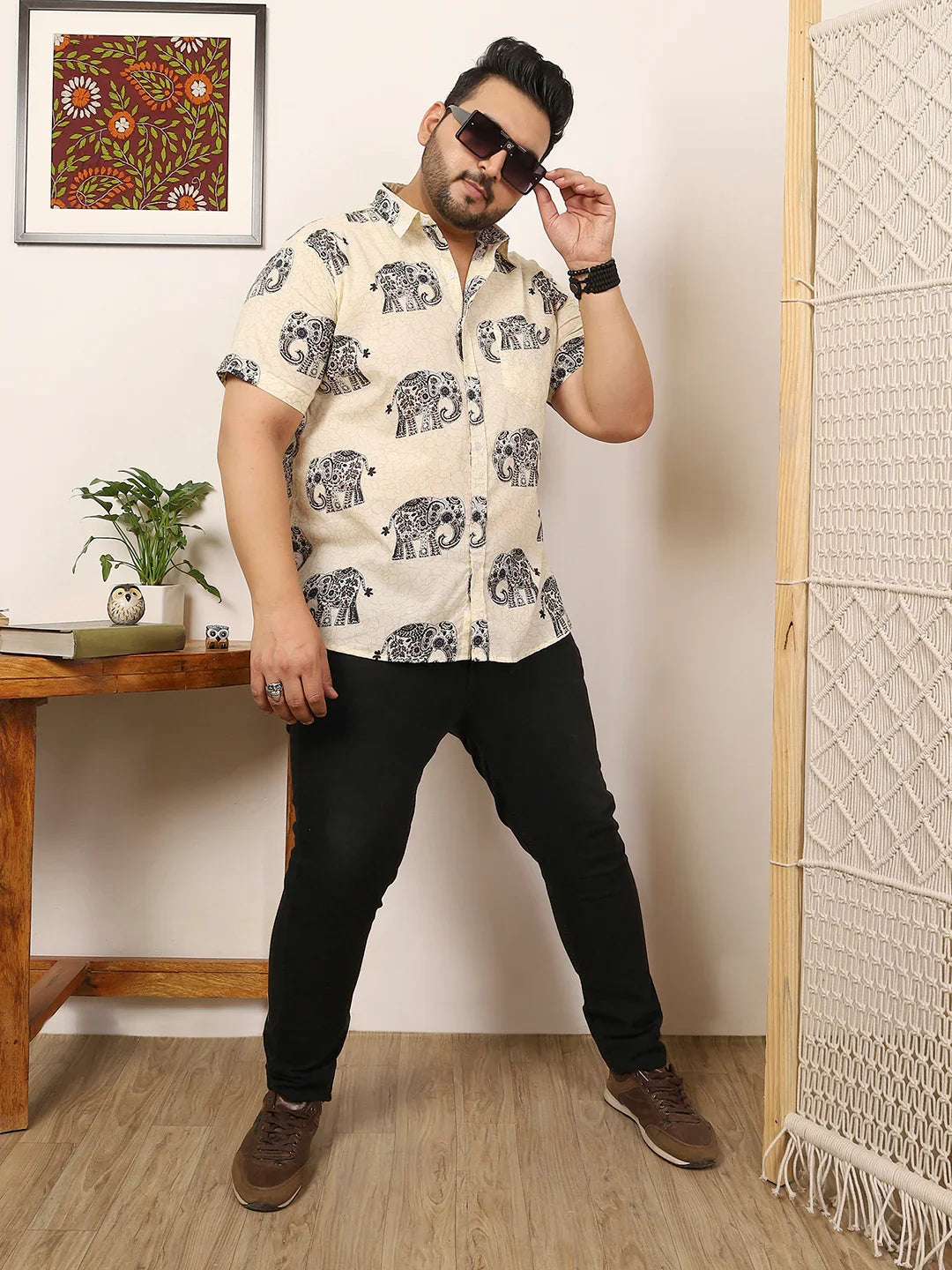 Men Plus Size Covari Multicolor Printed Shirt - bigbanana