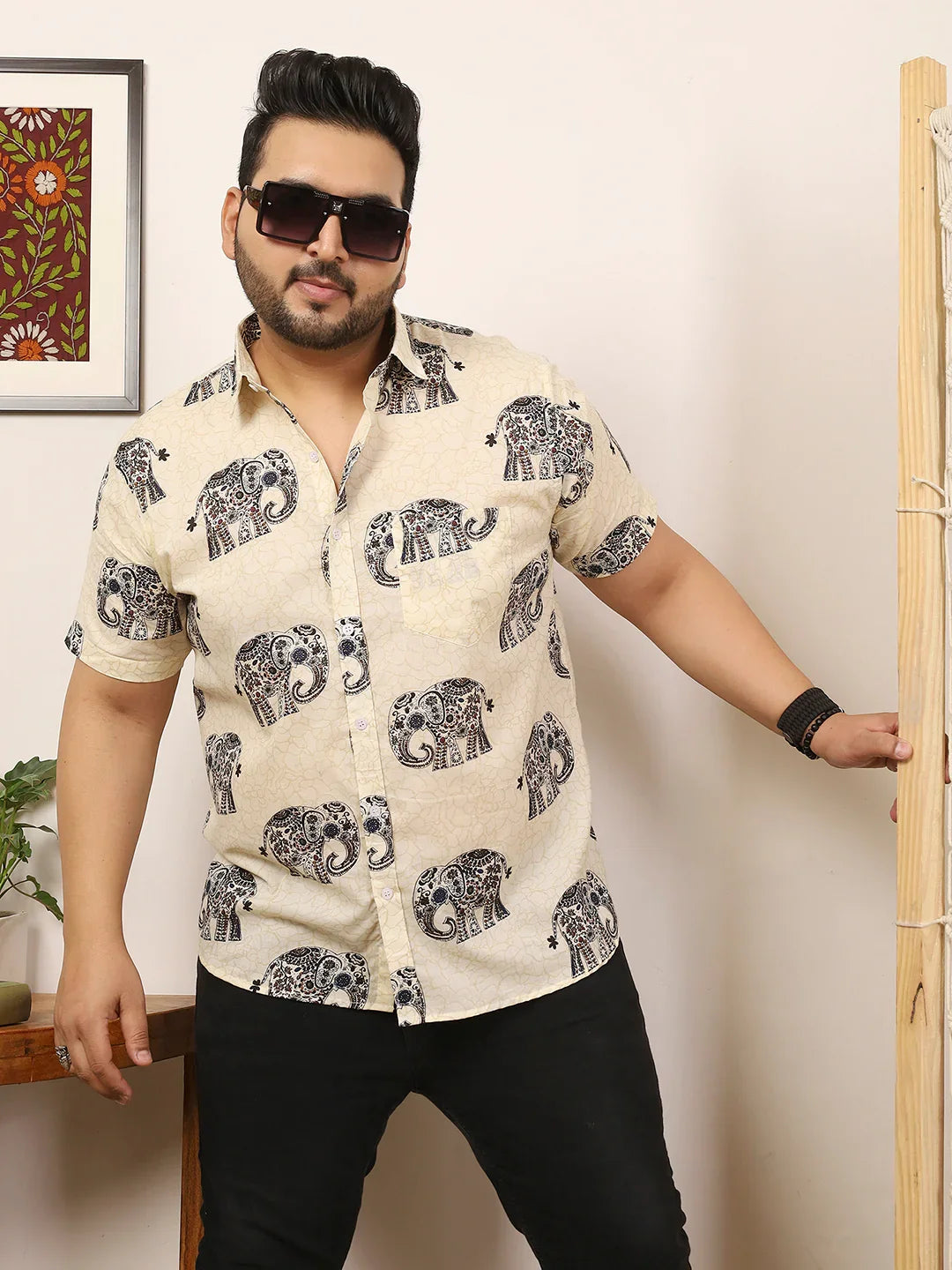Men Plus Size Covari Multicolor Printed Shirt - bigbanana