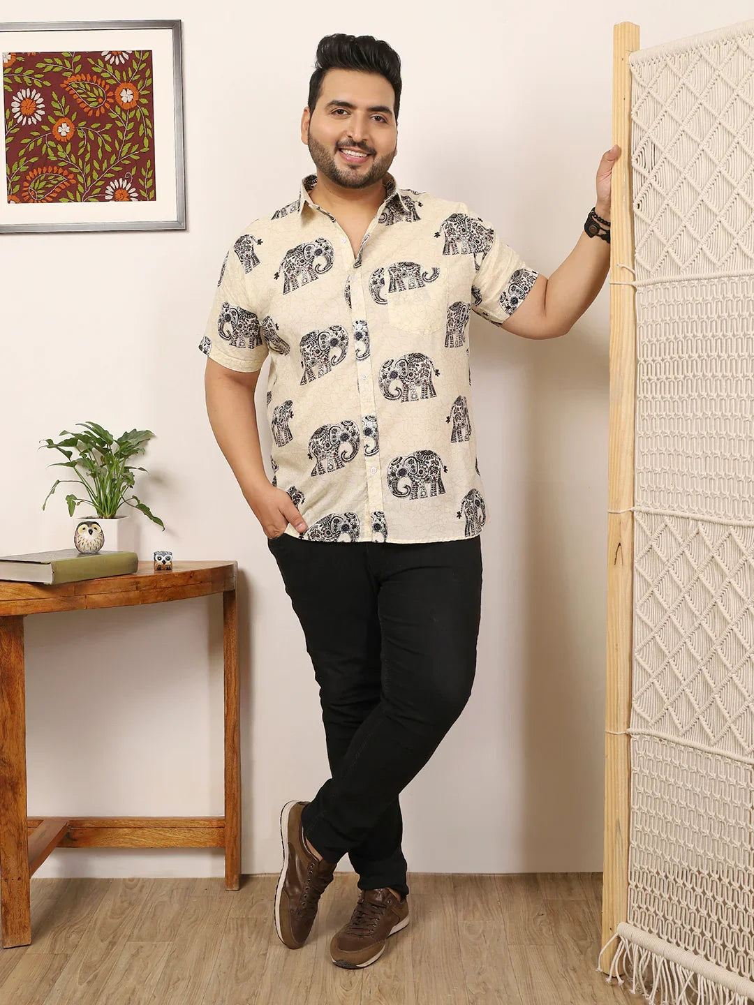 Men Plus Size Covari Multicolor Printed Shirt - bigbanana