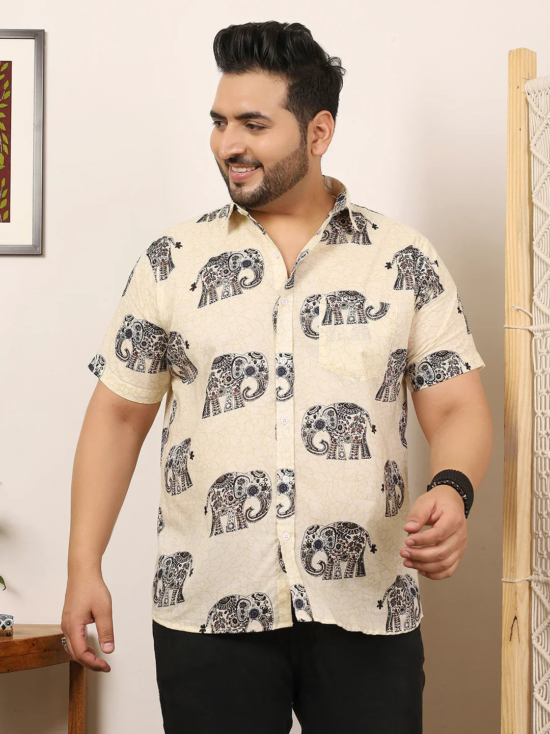 Men Plus Size Covari Multicolor Printed Shirt - bigbanana