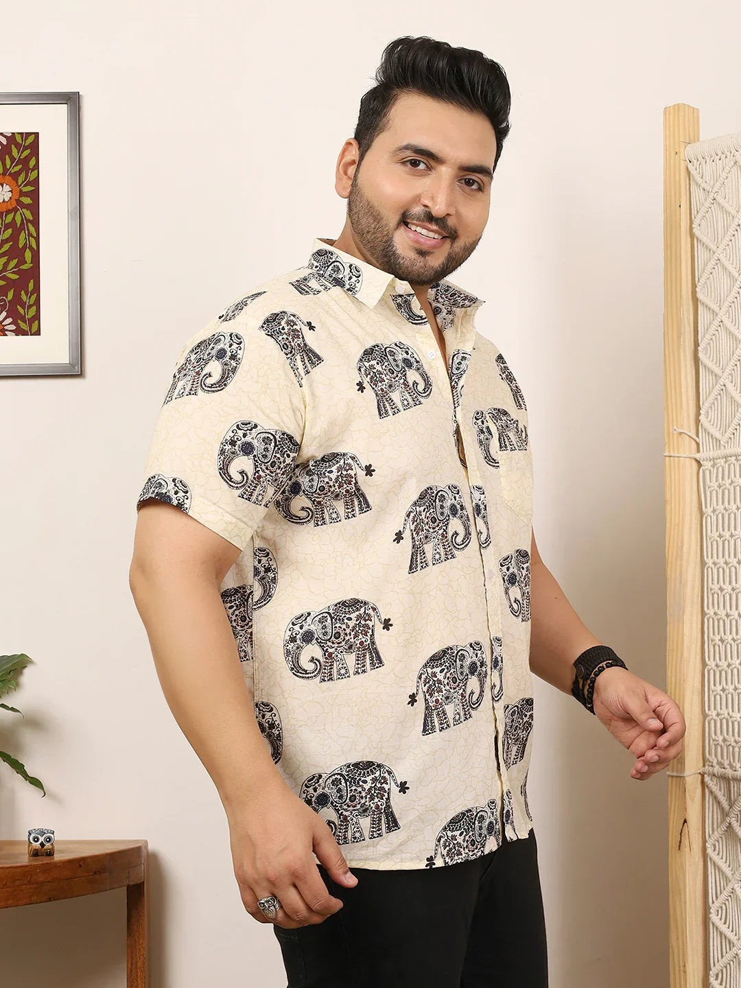 Men Plus Size Covari Multicolor Printed Shirt - bigbanana