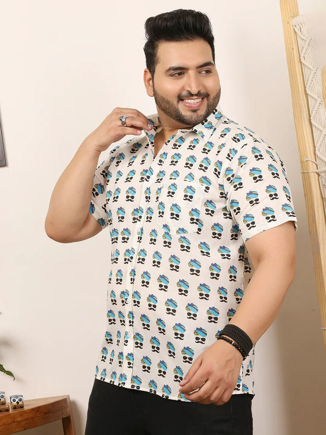 Men Plus Size Craivon Multicolor Printed Shirt - bigbanana