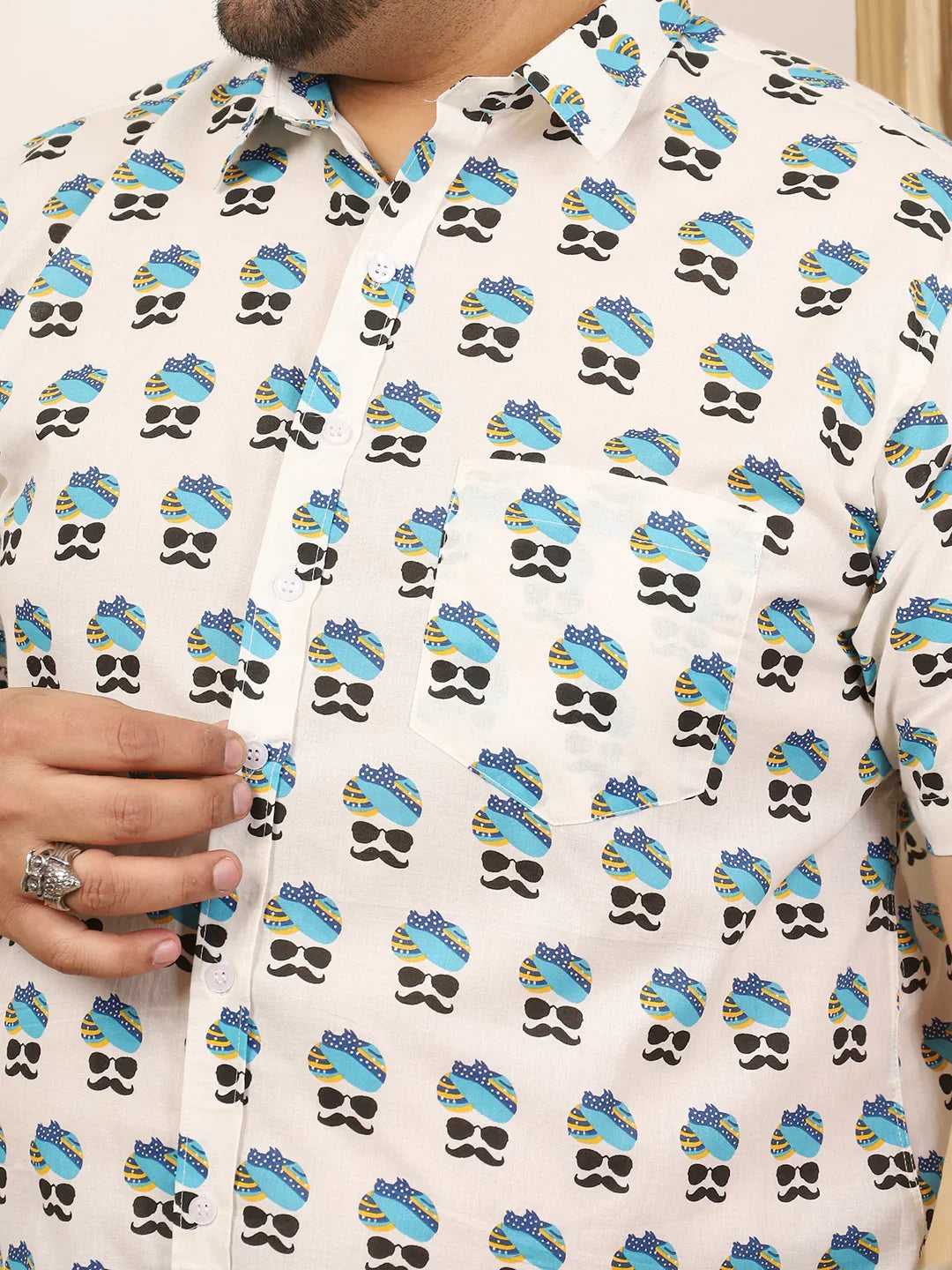 Men Plus Size Craivon Multicolor Printed Shirt - bigbanana