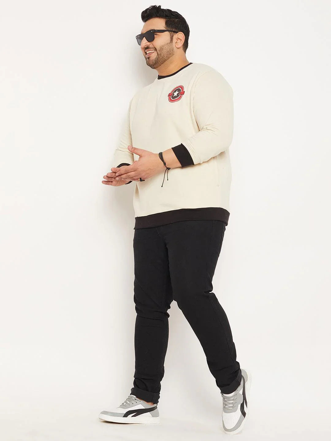 Men Plus Size Credit Solid Sweatshirt - bigbanana