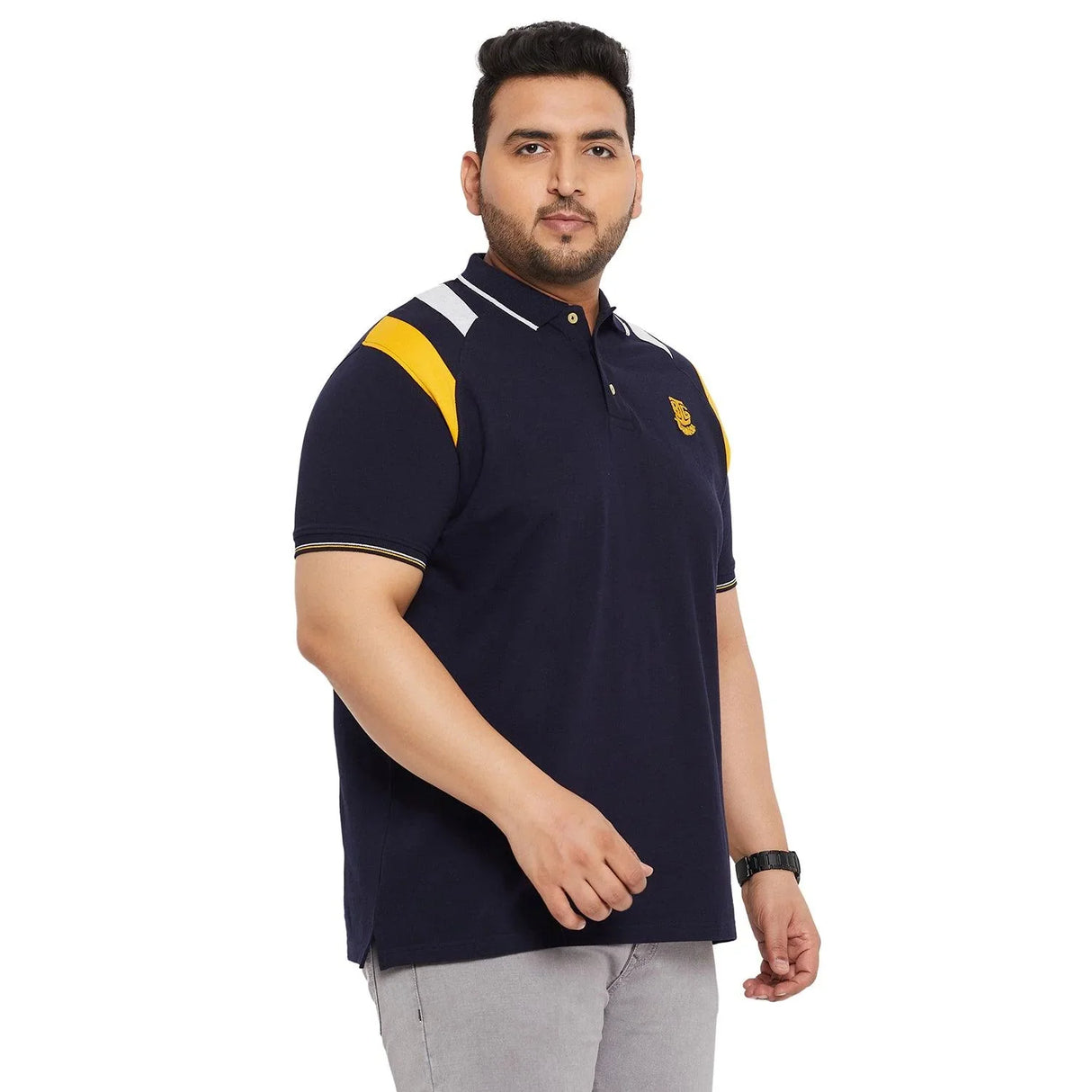 Men Plus Size Crikfow-Navy Solid Polo Tshirt - bigbanana