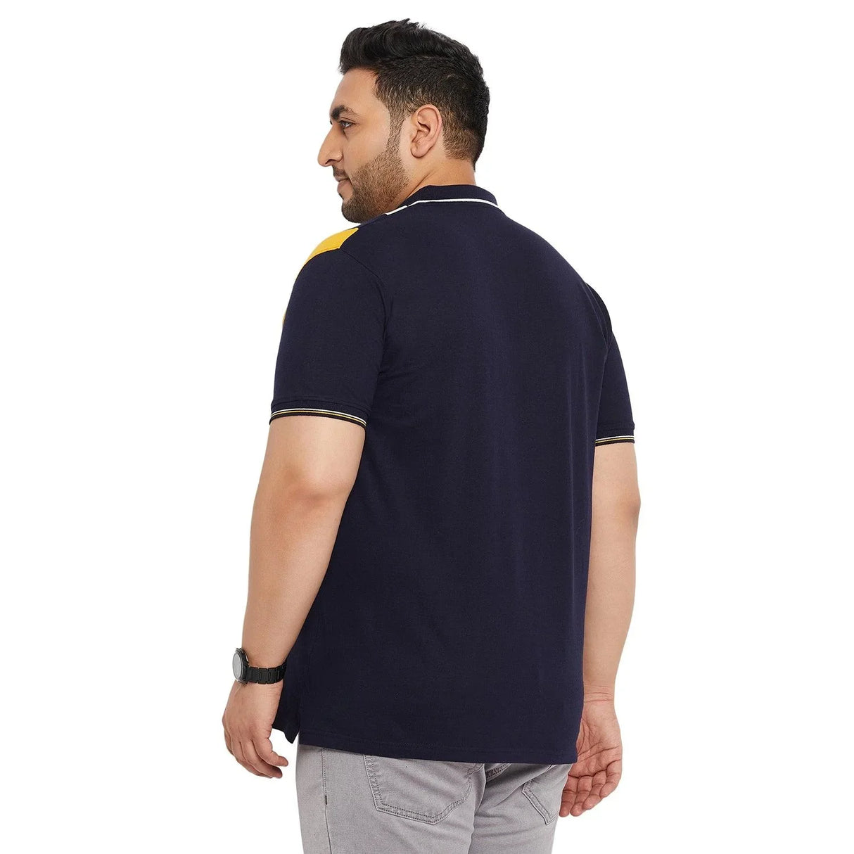 Men Plus Size Crikfow-Navy Solid Polo Tshirt - bigbanana
