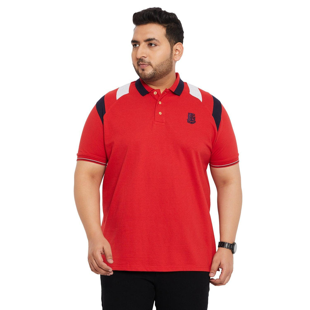 Men Plus Size Crikfow-Red Solid Polo Tshirt - bigbanana