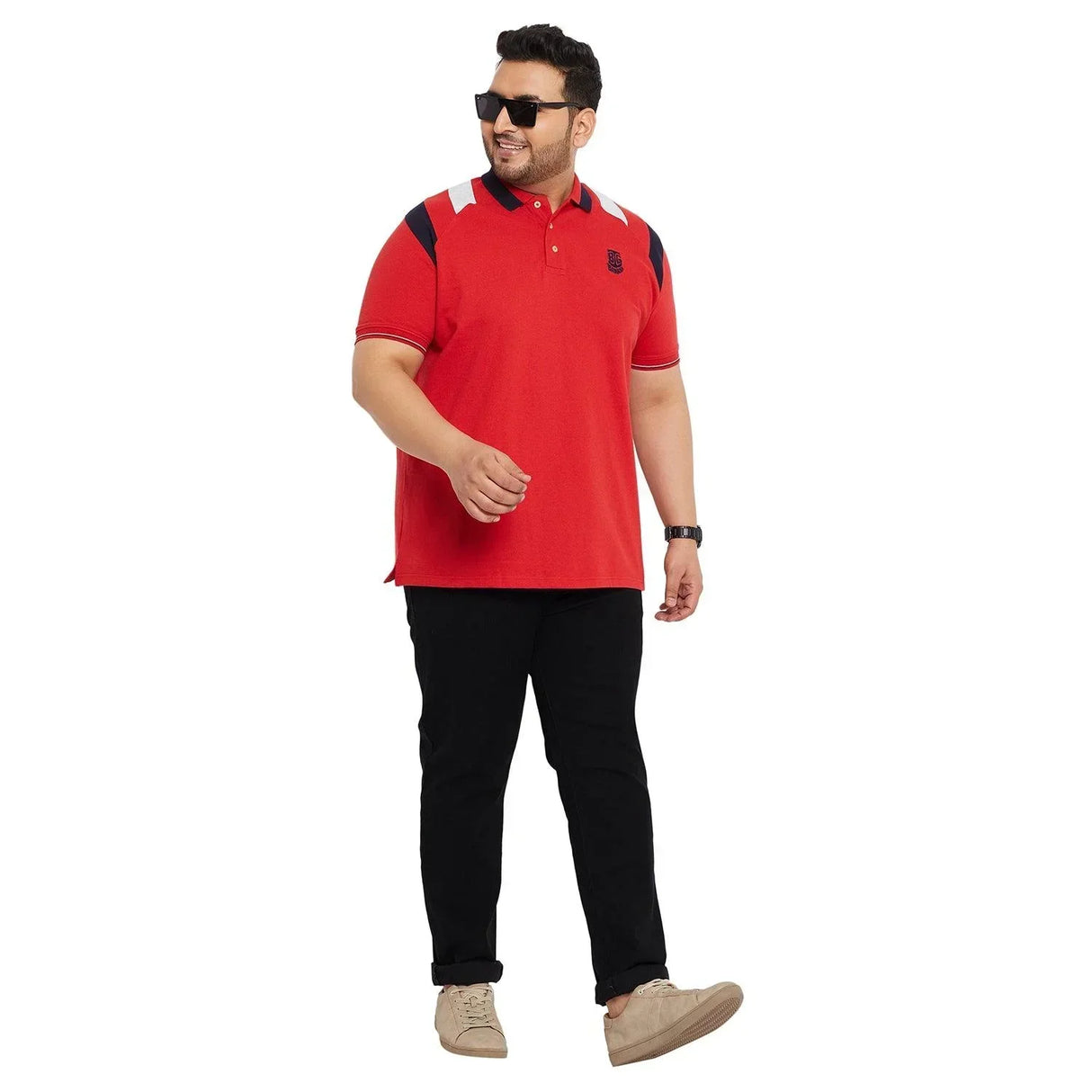 Men Plus Size Crikfow-Red Solid Polo Tshirt - bigbanana