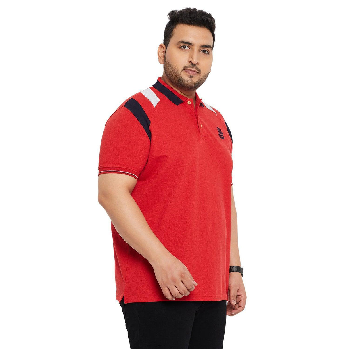 Men Plus Size Crikfow-Red Solid Polo Tshirt - bigbanana