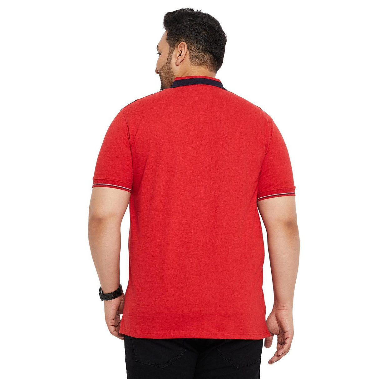 Men Plus Size Crikfow-Red Solid Polo Tshirt - bigbanana