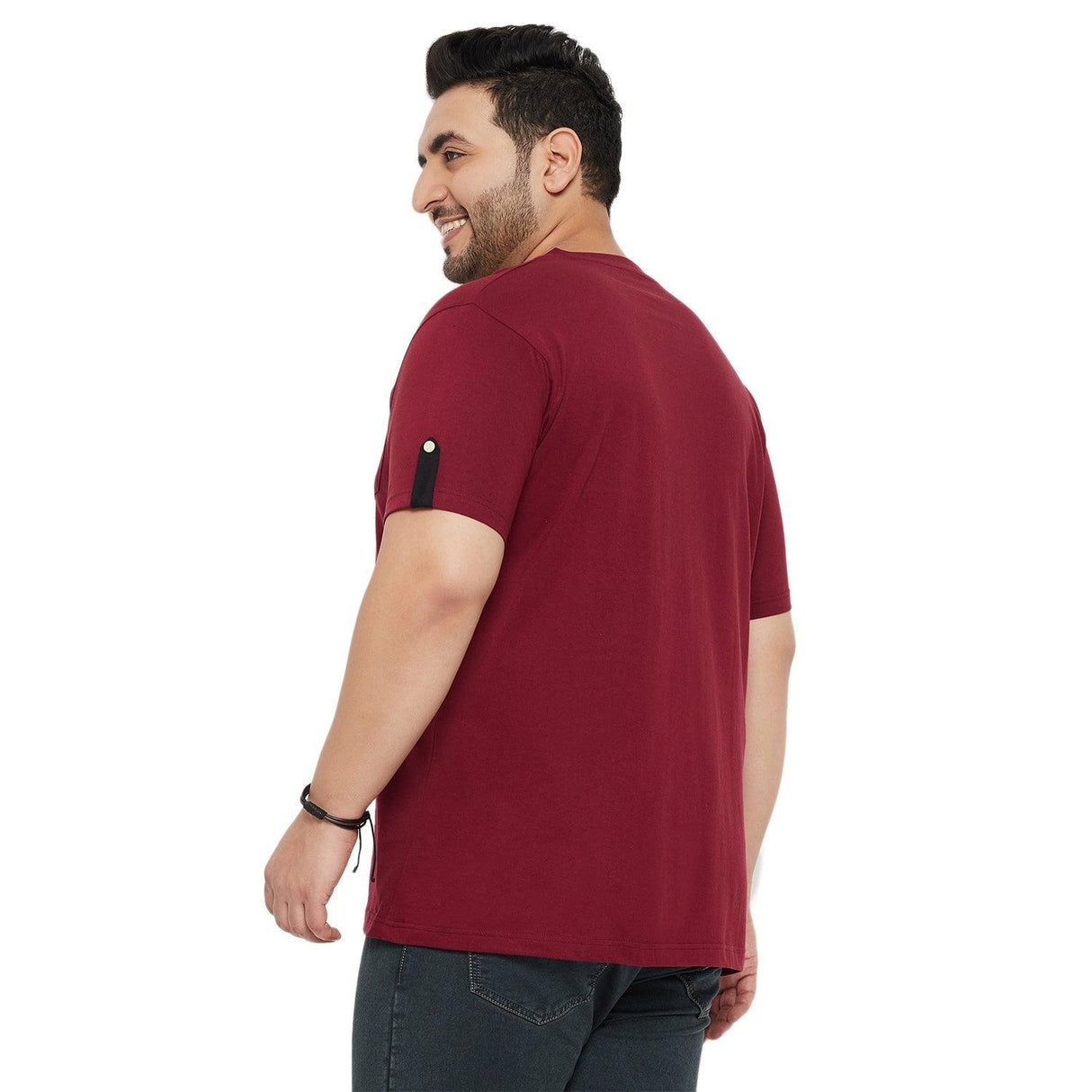 Men Plus Size Crust Solid V-Neck Tshirt - bigbanana
