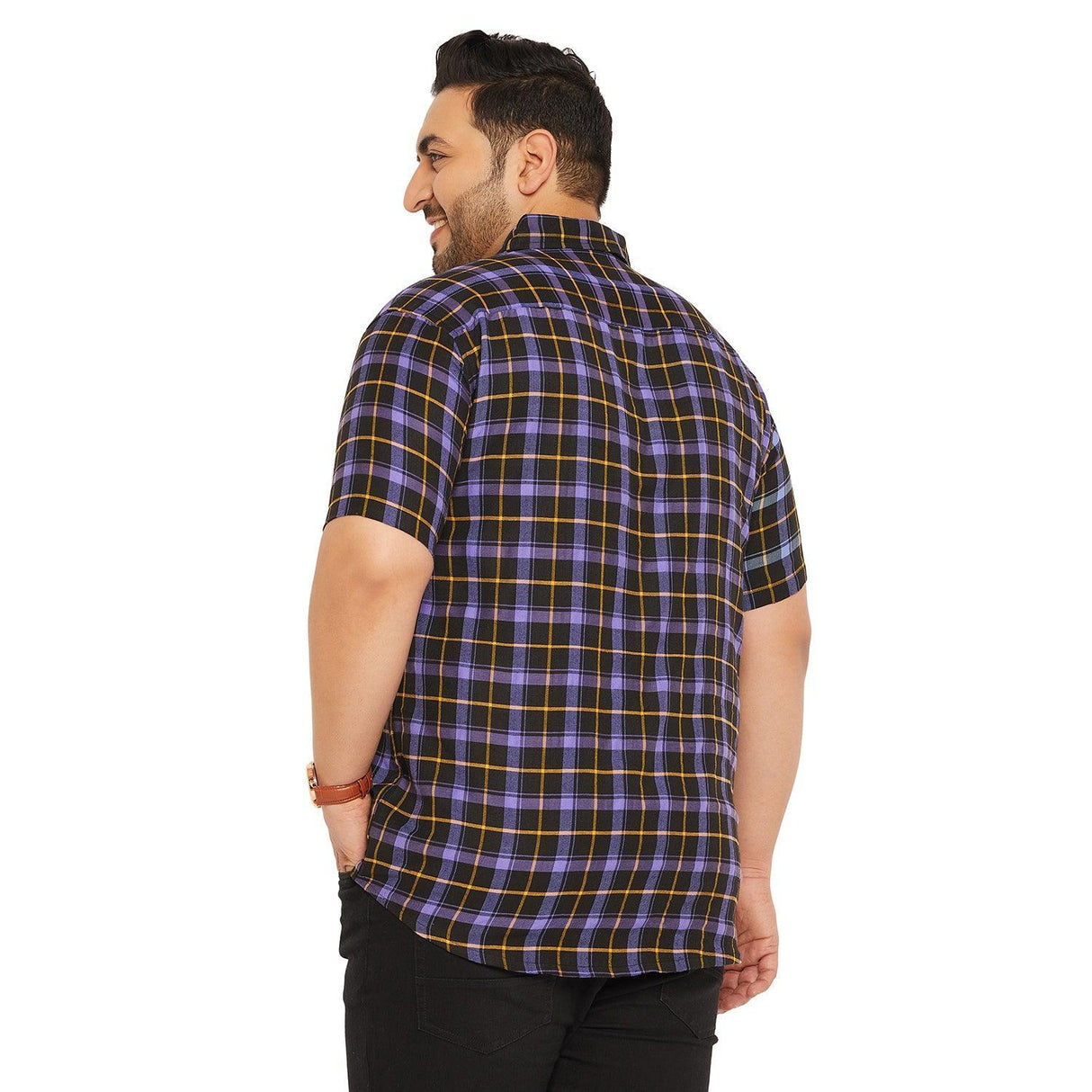 Men Plus Size Cyclotron Check Shirt - bigbanana