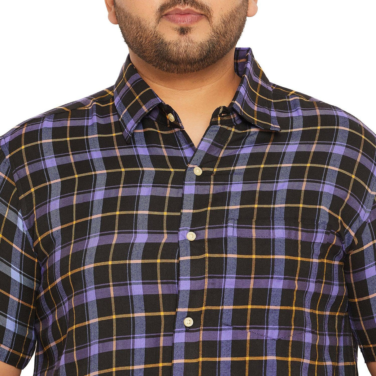 Men Plus Size Cyclotron Check Shirt - bigbanana