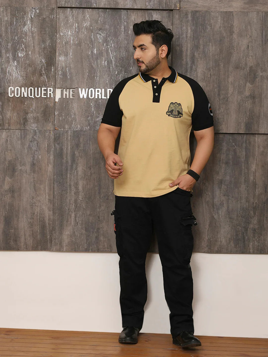 Men Plus Size Dapper Colorblock Multi Polo Tshirt - bigbanana