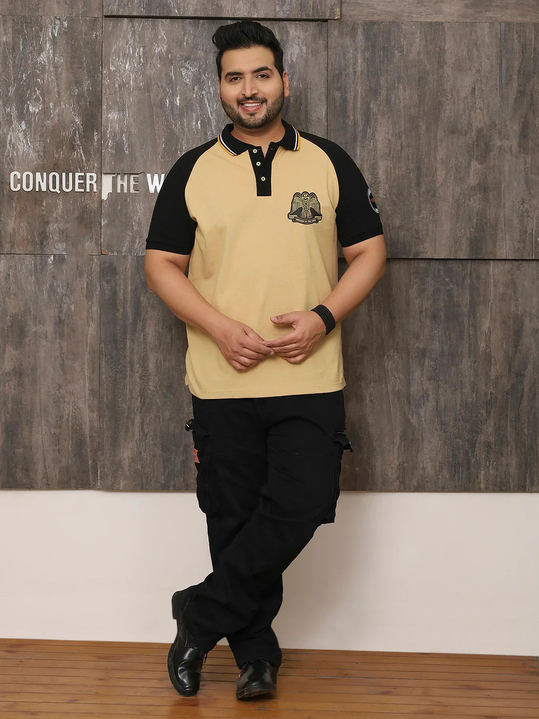 Men Plus Size Dapper Colorblock Multi Polo Tshirt - bigbanana