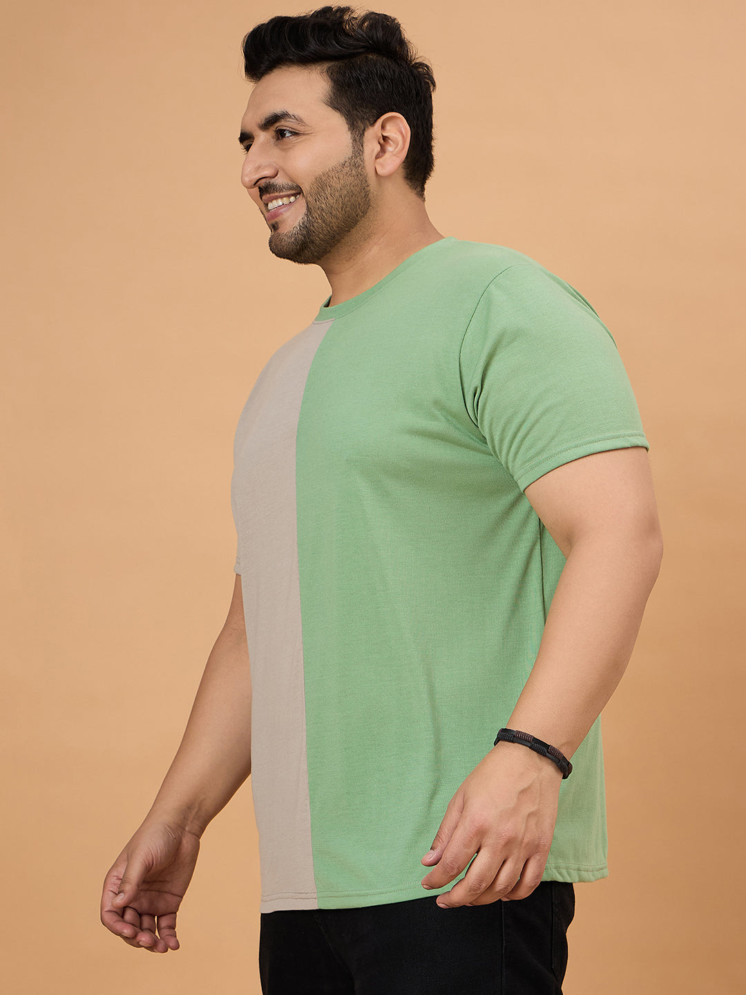 Men Plus Size Dappry Colorblock Round Neck Tshirt - bigbanana
