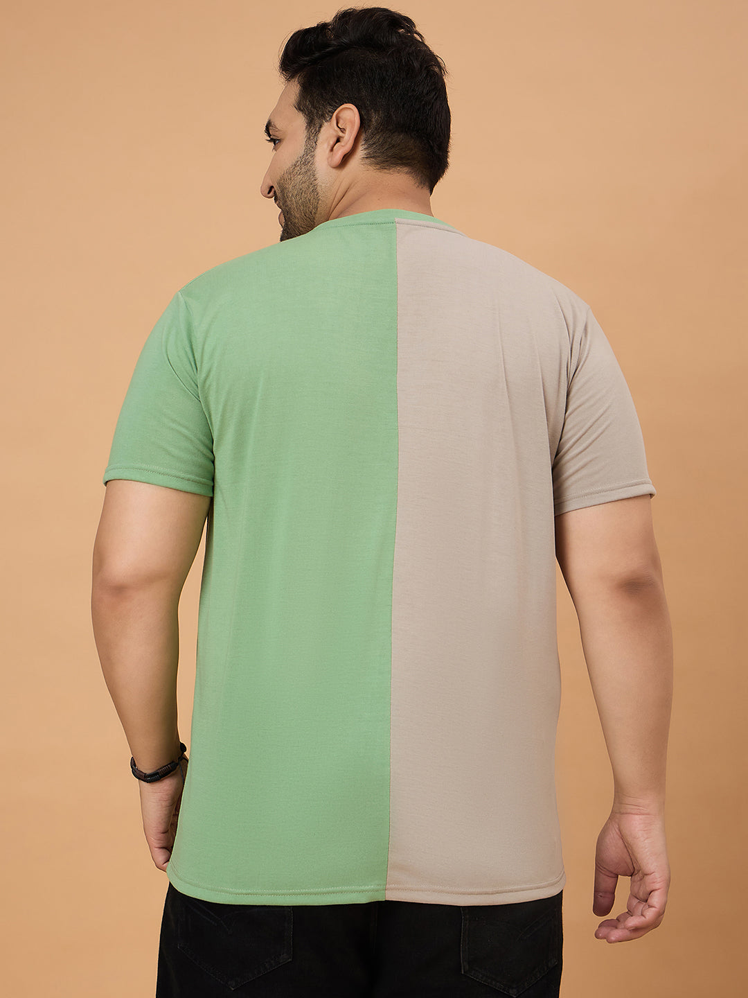Men Plus Size Dappry Colorblock Round Neck Tshirt - bigbanana