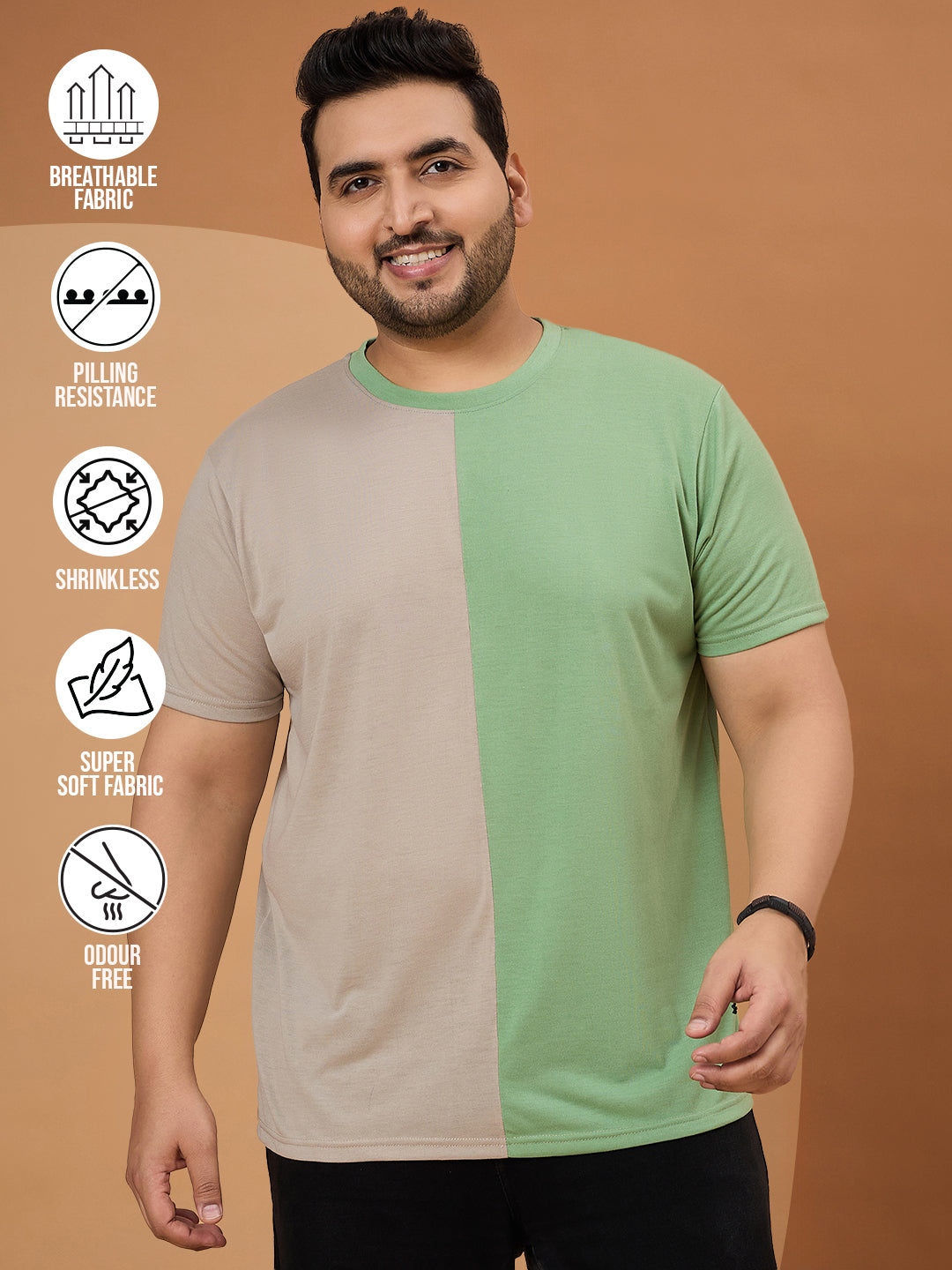 Men Plus Size Dappry Colorblock Round Neck Tshirt