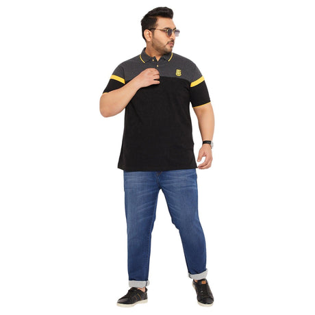 Men Plus Size Decolt Colorblock Polo Tshirt - bigbanana