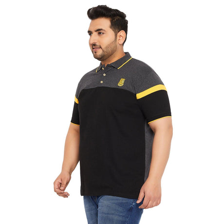 Men Plus Size Decolt Colorblock Polo Tshirt - bigbanana