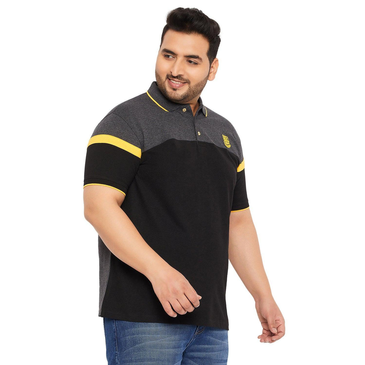 Men Plus Size Decolt Colorblock Polo Tshirt - bigbanana