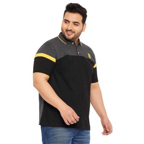 Men Plus Size Decolt Colorblock Polo Tshirt - bigbanana