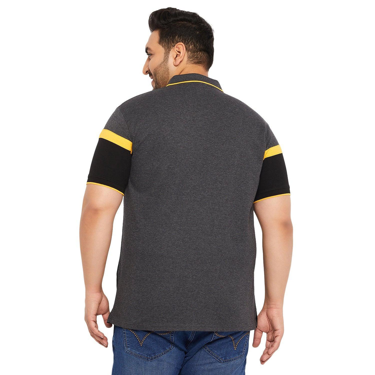 Men Plus Size Decolt Colorblock Polo Tshirt - bigbanana