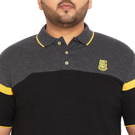 Men Plus Size Decolt Colorblock Polo Tshirt - bigbanana