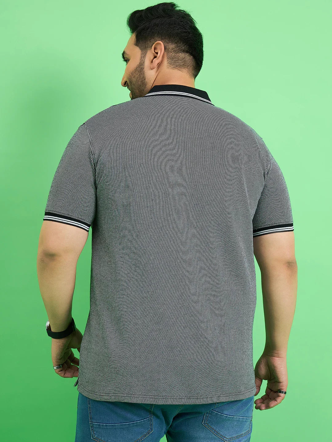 Men Plus Size Derailleur Grey Colorblock Polo Tshirt - bigbanana
