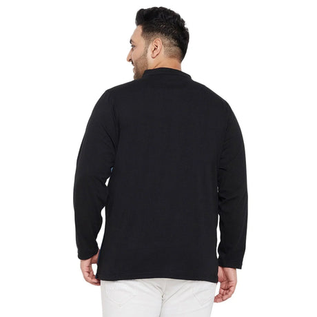 Men Plus Size Diamond Colorblock Henley Tshirt - bigbanana