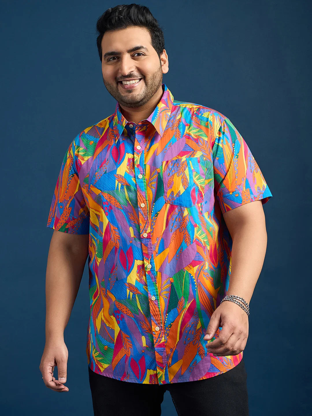 Men Plus Size Dios Self-Design Printed Multi Color Shirt - bigbanana