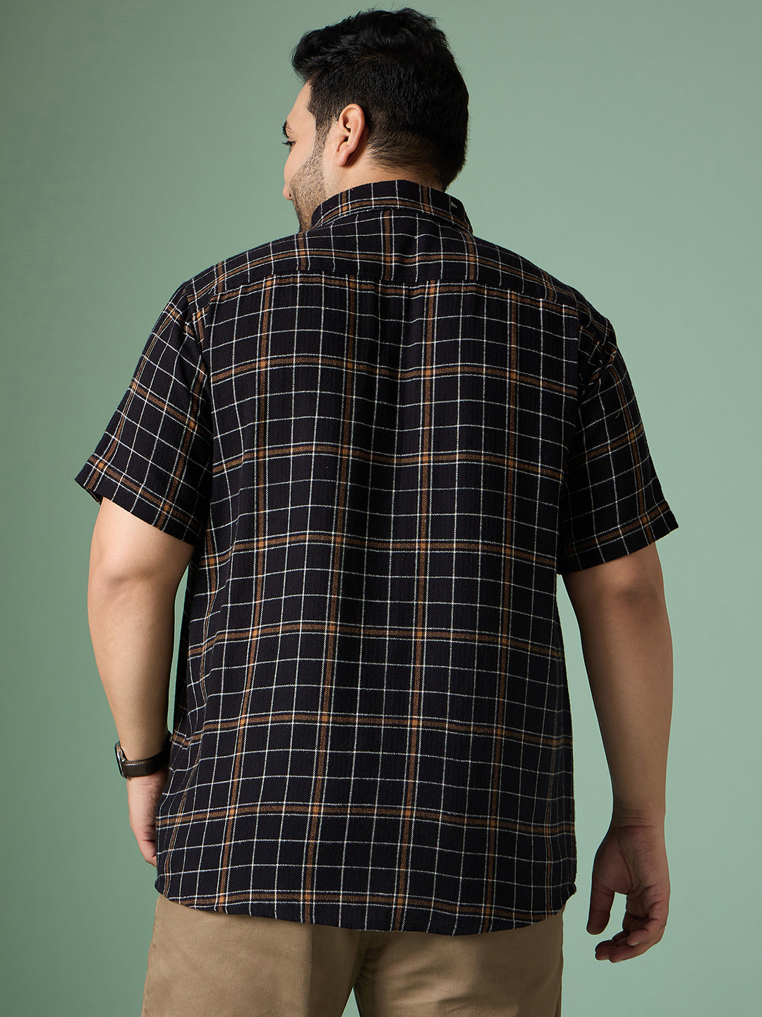 Men Plus Size Diversion Check Shirt - bigbanana