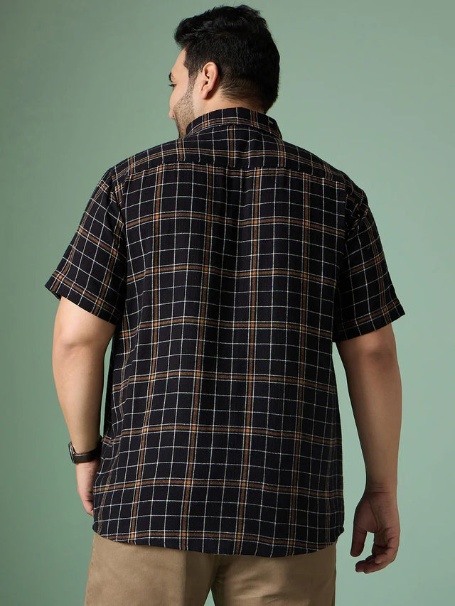 Men Plus Size Diversion Check Shirt - bigbanana