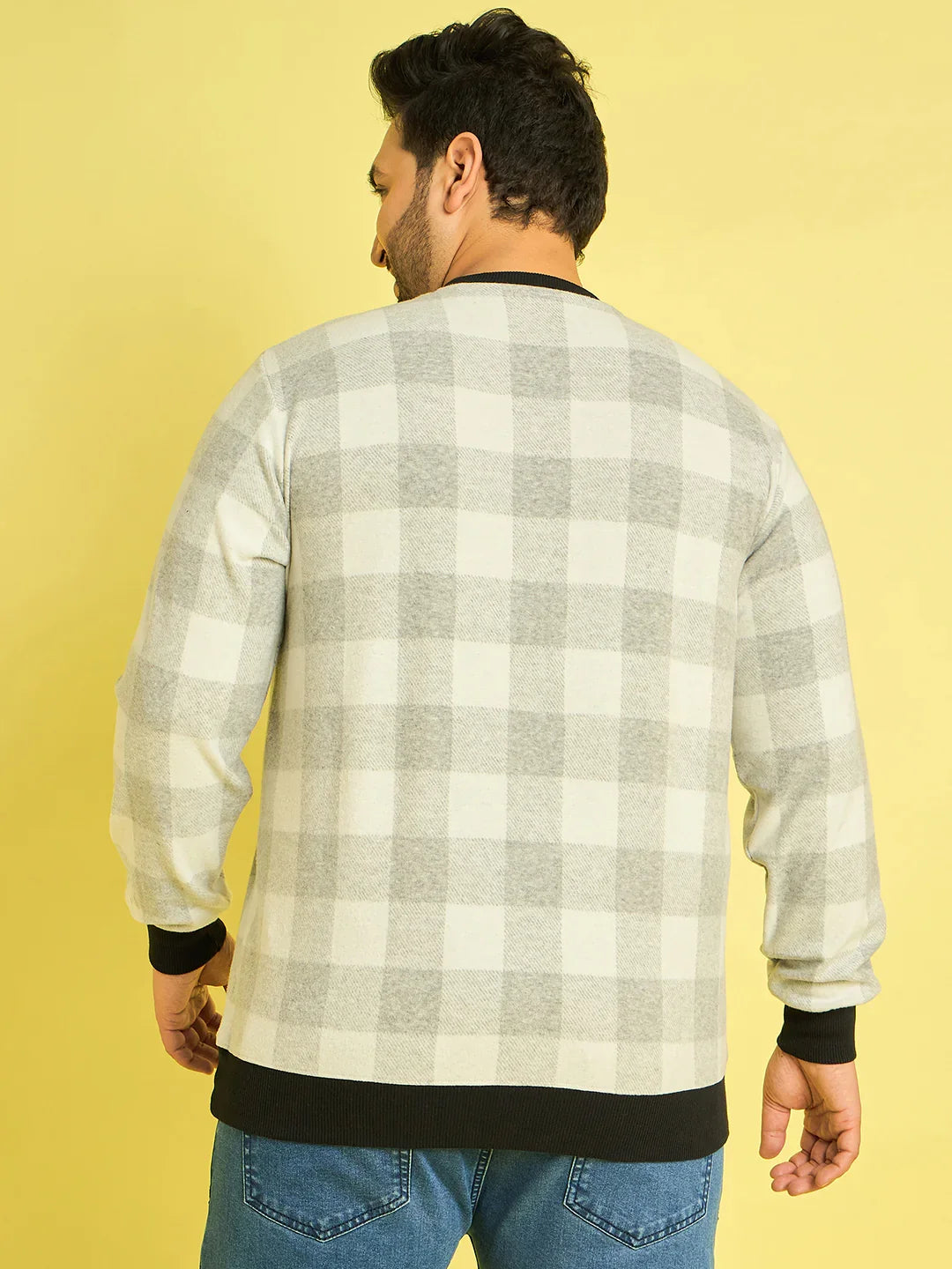 Men Plus Size Dobrovo Checks Sweatshirts - bigbanana