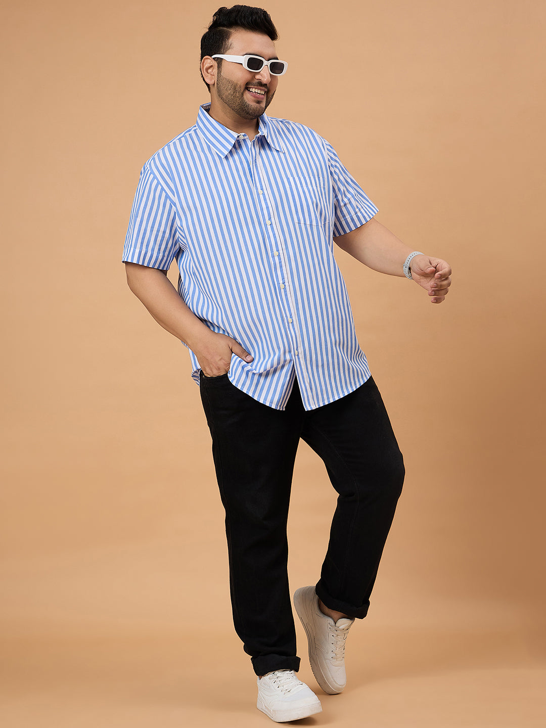 Men Plus Size Dorel Striped Shirt - bigbanana