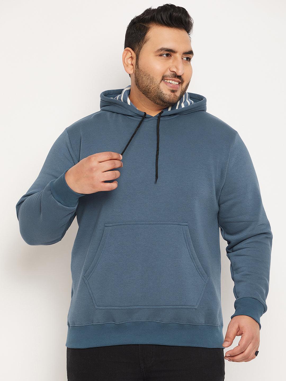 Men Plus Size Drape Solid Sweatshirt - bigbanana