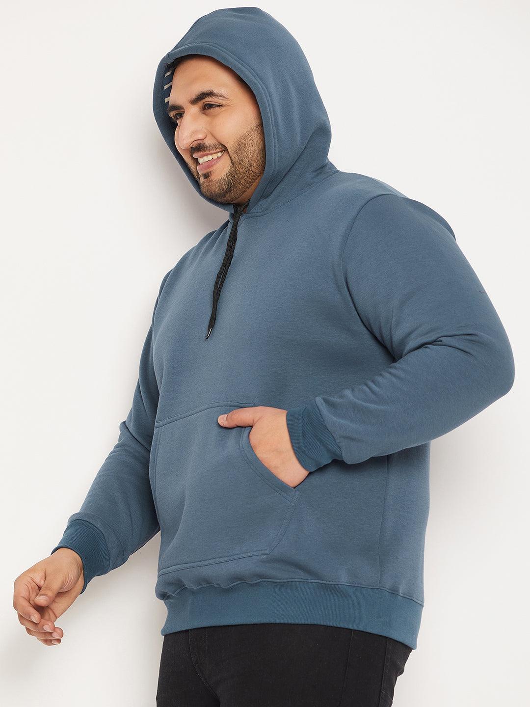 Men Plus Size Drape Solid Sweatshirt - bigbanana