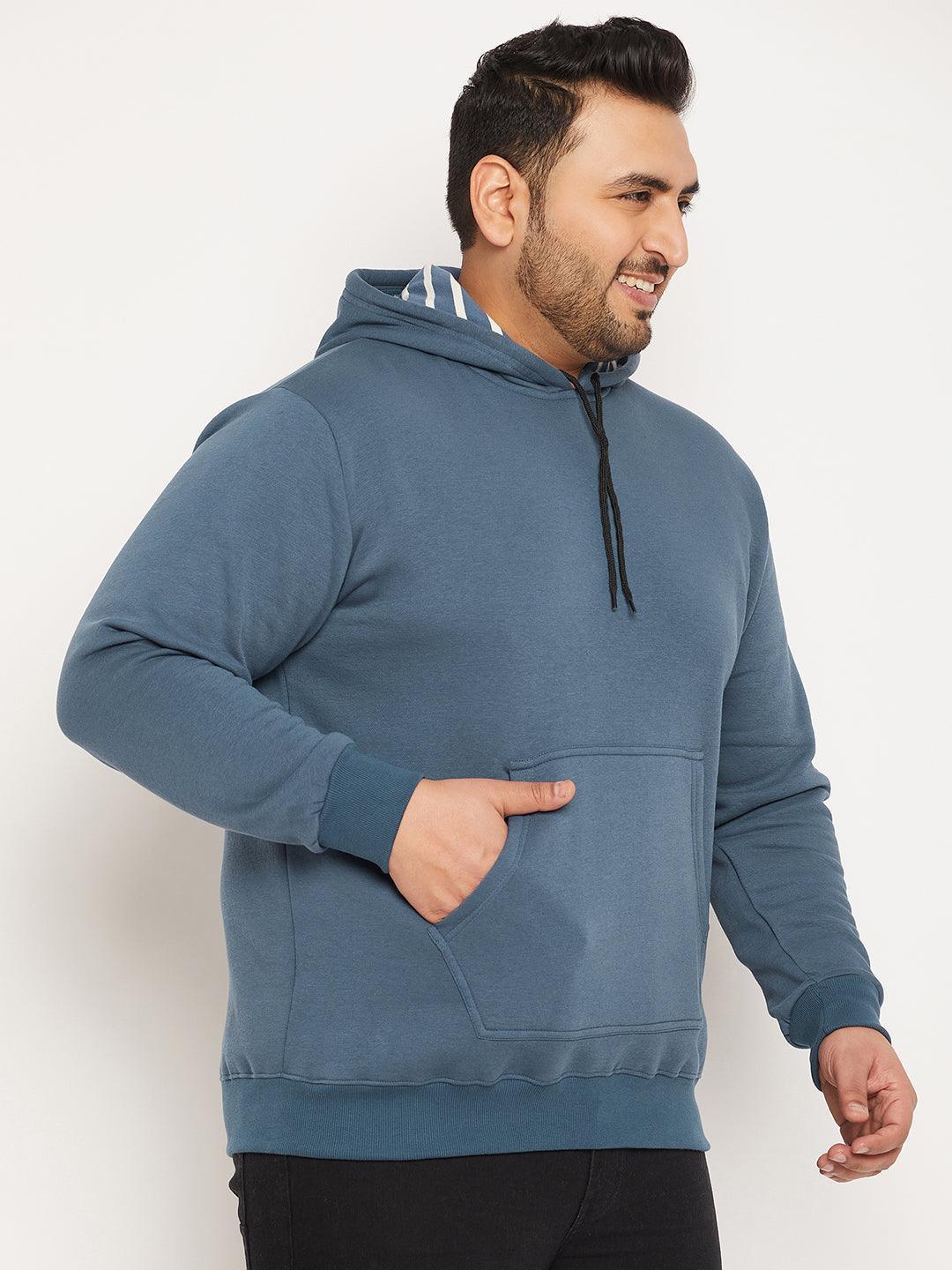 Men Plus Size Drape Solid Sweatshirt - bigbanana