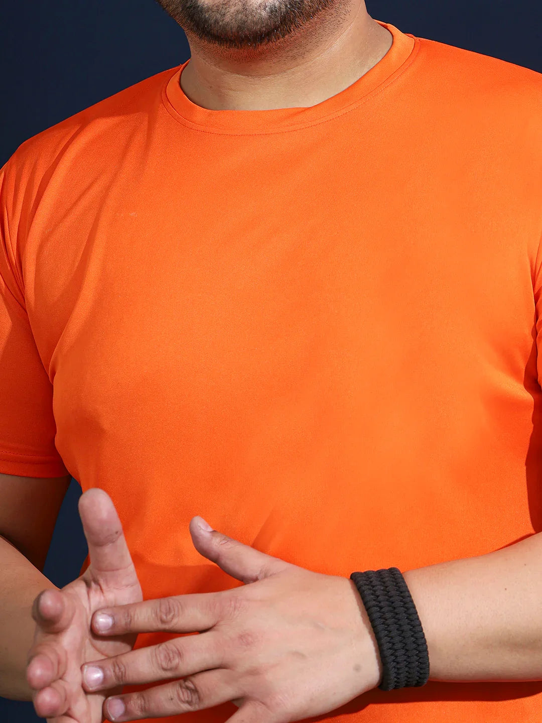 Men Plus Size Dripline Printed Orange Round Neck Tshirt - bigbanana