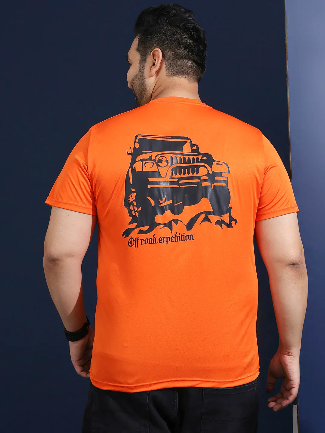 Men Plus Size Dripline Printed Orange Round Neck Tshirt - bigbanana