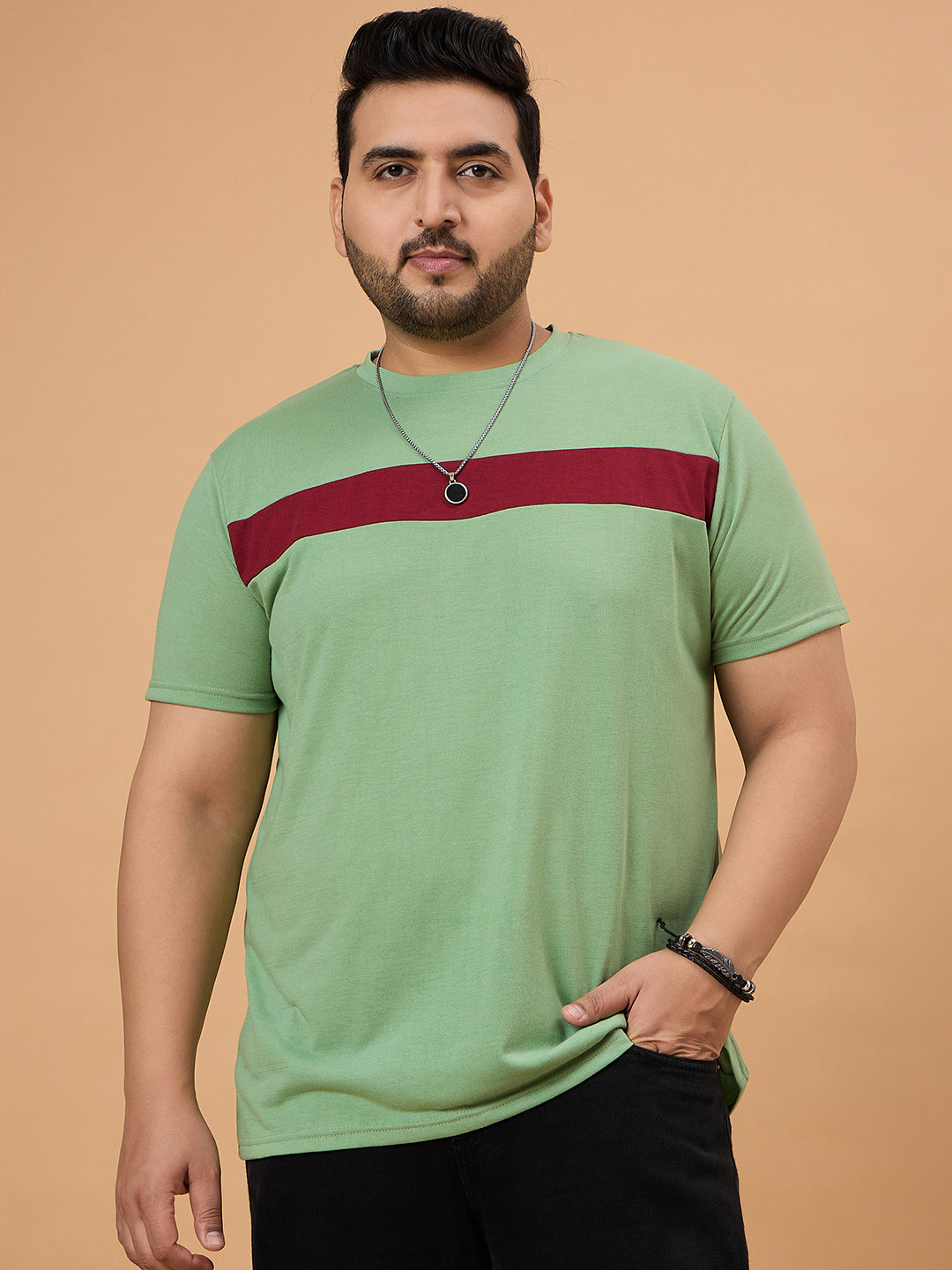 Men Plus Size Dripzo Colorblock Round Neck Tshirt - bigbanana