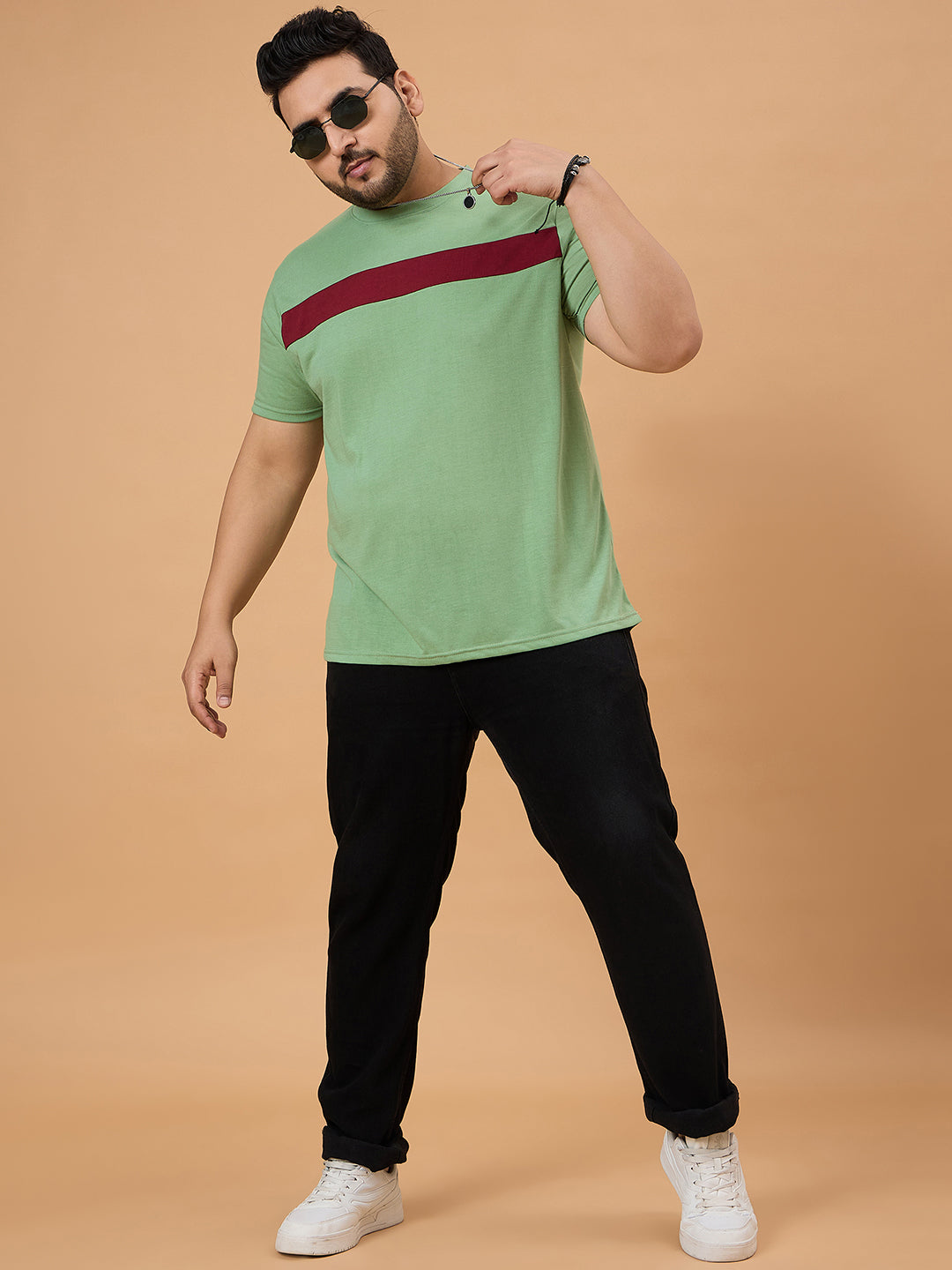 Men Plus Size Dripzo Colorblock Round Neck Tshirt - bigbanana